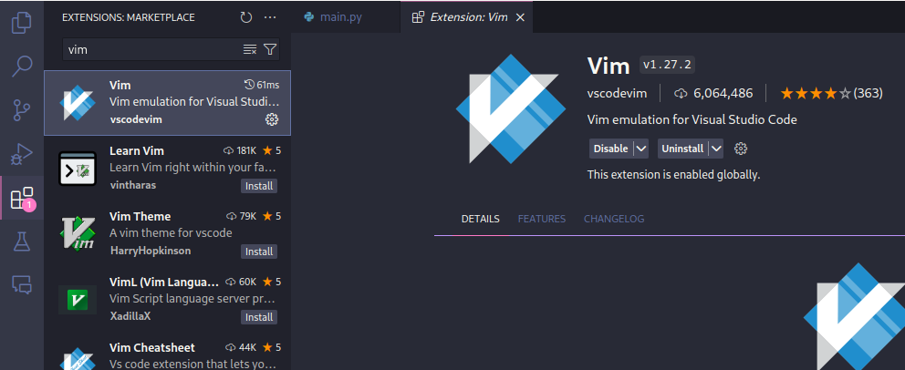 vscode vim extension